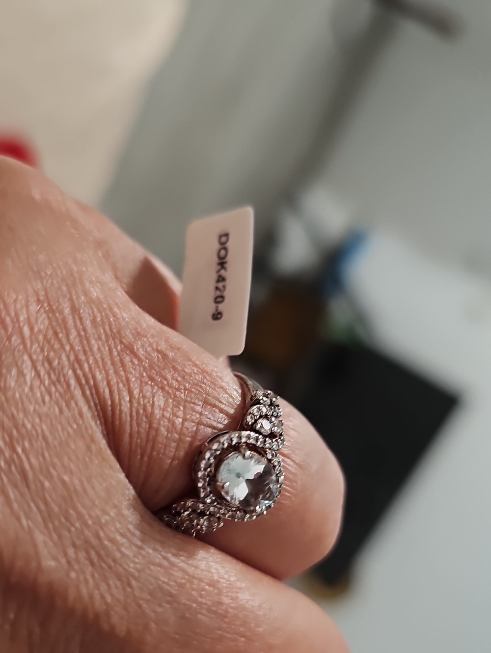 JTV Aquamarine Halo & Zircon Stone Ring.